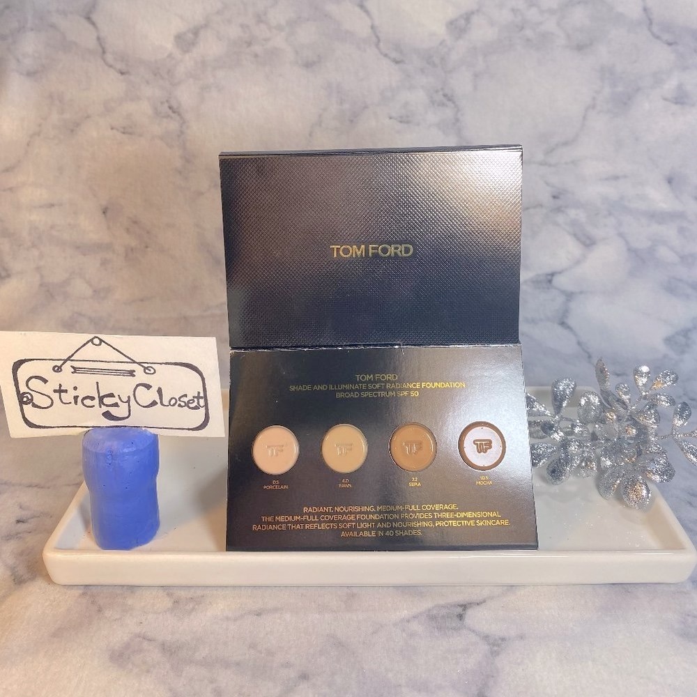 TOM FORD Beauty,Shade & Illuminate Foundation,Radiant SPF50-Sample 4 Shades-NEW